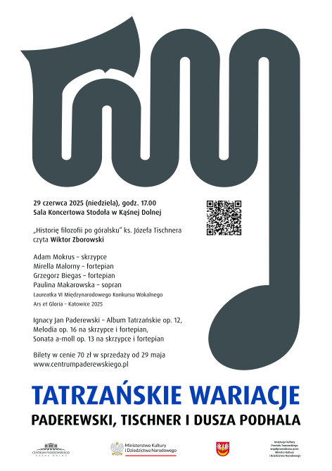 Paderewski, Tischner i dusza Podhala – plakat autorstwa Radosława Rodłowskiego